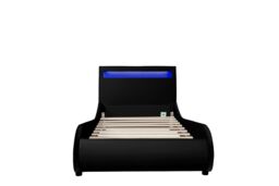 SlumberWorx Orion LED Lights Headboard Gaming Style Faux Leather Bed Frame in Black - Size: Double - thumbnail 3