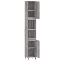 Berkfield Home Bathroom Cabinet Grey Sonoma 30x30x190 cm Engineered Wood - Size: 30 x 30 x 190 cm - thumbnail 6