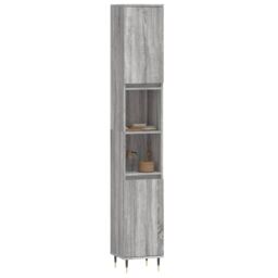 Berkfield Home Bathroom Cabinet Grey Sonoma 30x30x190 cm Engineered Wood - Size: 30 x 30 x 190 cm - thumbnail 3