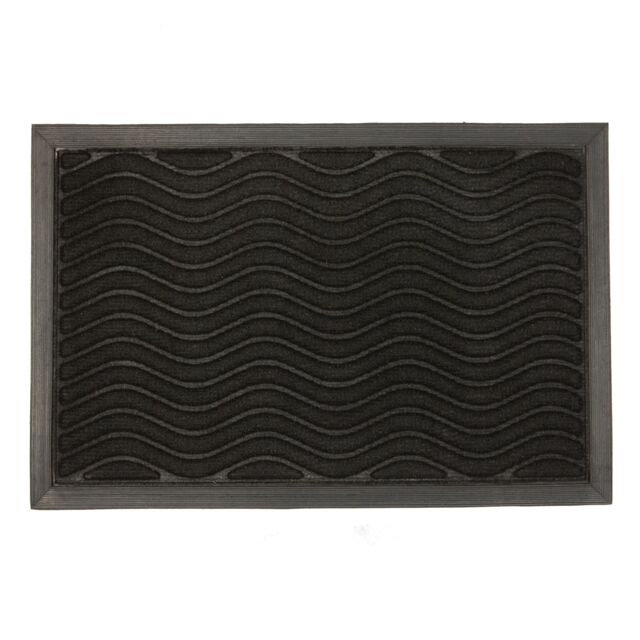 Nicola Spring Heavy Duty Door Mat - 60 x 40cm - Black Waves - Size: 40 cm x 60 cm - image 1