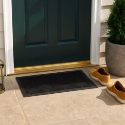 Nicola Spring Heavy Duty Door Mat - 60 x 40cm - Black Waves - Size: 40 cm x 60 cm - thumbnail 2