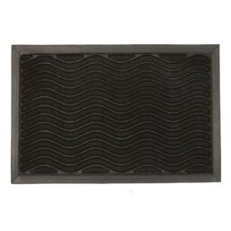 Nicola Spring Heavy Duty Door Mat - 60 x 40cm - Black Waves - Size: 40 cm x 60 cm - thumbnail 1