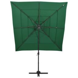 Berkfield Home 4-Tier Parasol with Aluminium Pole Green 250x250 cm - thumbnail 1