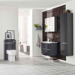 Clifton Grey Gloss Mirror Bathroom Cabinet 500mm Wide - thumbnail 2