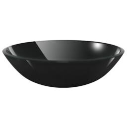 Berkfield Home Bathroom Sink with Tap & Push Drain Black Tempered Glass - thumbnail 7