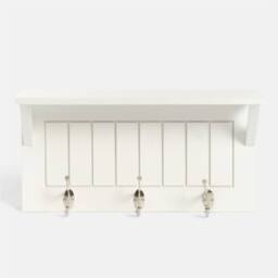 OHS Wall Shelf Coat Rack Wood Effect Floating Display Unit in White - thumbnail 3