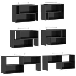 Berkfield Home TV Cabinet High Gloss Grey 149x30x52 cm Engineered Wood - Size: 149 x 30 x 52 cm - thumbnail 6