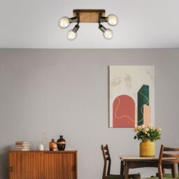 BRILONER Gunmetal Wood 4xE27 25W Requires Bulb Spotlight in Grey - thumbnail 8