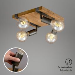 BRILONER Gunmetal Wood 4xE27 25W Requires Bulb Spotlight in Grey - thumbnail 5