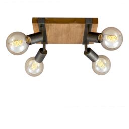 BRILONER Gunmetal Wood 4xE27 25W Requires Bulb Spotlight in Grey - thumbnail 4
