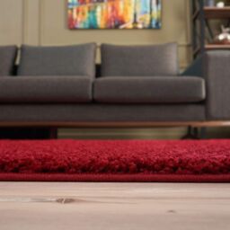 THE RUGS Red Plain Soft High Pile Shaggy Rugs & Runners Living Room Bedroom - Size: 160 cm x 230 cm - thumbnail 5