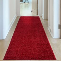 THE RUGS Red Plain Soft High Pile Shaggy Rugs & Runners Living Room Bedroom - Size: 160 cm x 230 cm - thumbnail 8