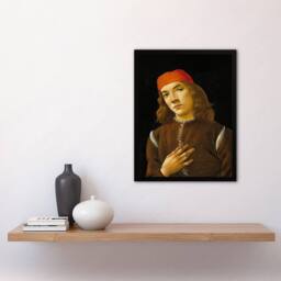 Artery8 Sandro Botticelli Framed Wall Art Print Portrait of a Youth in Black - Size: A4 - thumbnail 2
