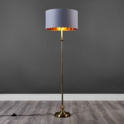 ValueLights Belmont Antique Brass Floor Lamp in Metallic Gold - thumbnail 2