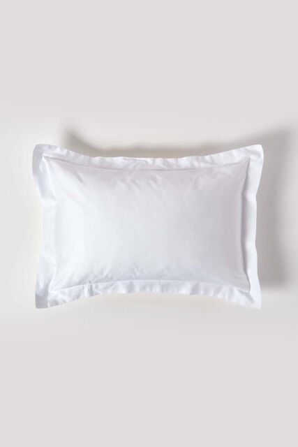 Homescapes Duck Egg Blue Sateen Cotton Oxford Pillowcase 400 TC in White - image 1