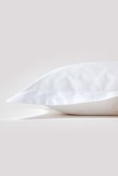 Homescapes Duck Egg Blue Sateen Cotton Oxford Pillowcase 400 TC in White - thumbnail 2