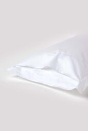 Homescapes Duck Egg Blue Sateen Cotton Oxford Pillowcase 400 TC in White - thumbnail 3