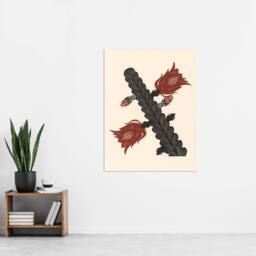 "Artery8 Stylised Blooming Cactus De Mesquita Wall Art Poster Print in Beige - Size: W12"" x H16""" - thumbnail 4