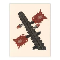 "Artery8 Stylised Blooming Cactus De Mesquita Wall Art Poster Print in Beige - Size: W12"" x H16""" - thumbnail 1
