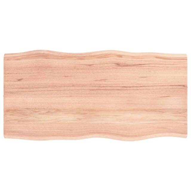 Berkfield Home Table Top Light Brown 80x40x2 cm Treated Solid Wood Oak Live Edge - Size: 80 x 40 x 2 cm - image 1