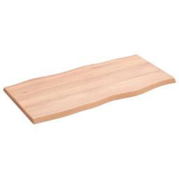 Berkfield Home Table Top Light Brown 80x40x2 cm Treated Solid Wood Oak Live Edge - Size: 80 x 40 x 2 cm - thumbnail 2