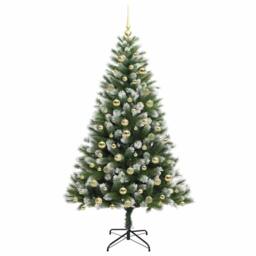 Berkfield Home Artificial Hinged Christmas Tree with Flocked Snow 180 cm in Green - thumbnail 4