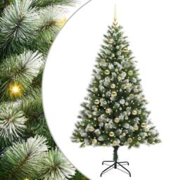 Berkfield Home Artificial Hinged Christmas Tree with Flocked Snow 180 cm in Green - thumbnail 2