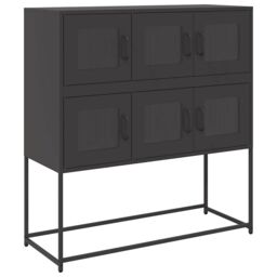 Berkfield Home Sideboard Black 100.5x39x107 cm Cold-rolled Steel - thumbnail 2