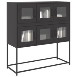 Berkfield Home Sideboard Black 100.5x39x107 cm Cold-rolled Steel - thumbnail 1