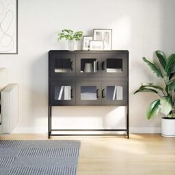 Berkfield Home Sideboard Black 100.5x39x107 cm Cold-rolled Steel - thumbnail 4