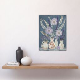 "Artery8 Lavender Flower Bouquet Vases Purple Still Life Wall Art Print in Blue - Size: W24"" x H32""" - thumbnail 4