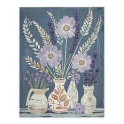 "Artery8 Lavender Flower Bouquet Vases Purple Still Life Wall Art Print in Blue - Size: W24"" x H32""" - thumbnail 1