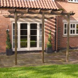 Rutland County Garden Furniture Ltd Wall Mounted Garden Pergola 3 Posts, Wood, L240 x W420 x H270cm, Green - thumbnail 3