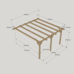 Rutland County Garden Furniture Ltd Wall Mounted Garden Pergola 3 Posts, Wood, L240 x W420 x H270cm, Green - thumbnail 4