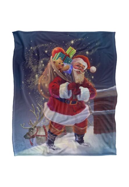 JQ Licensing Lc Christmas Santa Chimney Magic Silky Touch Super Soft Throw Blanket 152 X 127 cm in White - image 1