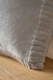 Catherine Lansfield 'Velvet & Faux Fur' 55x55cm Cushion in Silver - Size: 55 cm x 55 cm - thumbnail 2