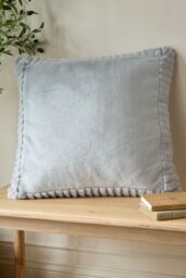Catherine Lansfield 'Velvet & Faux Fur' 55x55cm Cushion in Silver - Size: 55 cm x 55 cm - thumbnail 1