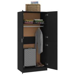 Berkfield Home Wardrobe Black 80x52x180 cm Engineered Wood - Size: 80 x 52 x 180 cm - thumbnail 4