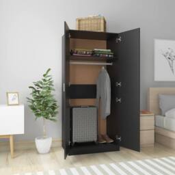 Berkfield Home Wardrobe Black 80x52x180 cm Engineered Wood - Size: 80 x 52 x 180 cm