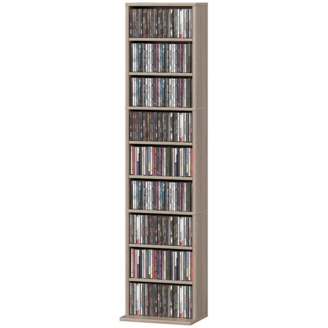 NESTLUNE 260 CD Storage Unit 120 DVD Storage Tower with 9 Compartments Natural - Size: 100 cm x 15 cm - image 1