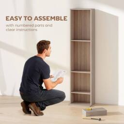 NESTLUNE 260 CD Storage Unit 120 DVD Storage Tower with 9 Compartments Natural - Size: 100 cm x 15 cm - thumbnail 3