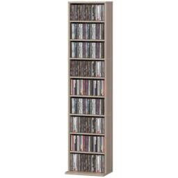 NESTLUNE 260 CD Storage Unit 120 DVD Storage Tower with 9 Compartments Natural - Size: 100 cm x 15 cm - thumbnail 1