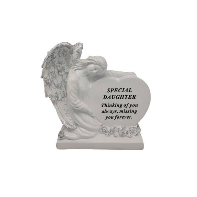 David Fischhoff Graveside Memorial Angel Heart Ornament Plaque -Daughter in Cream - image 1