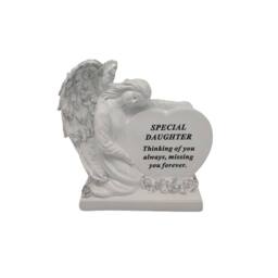 David Fischhoff Graveside Memorial Angel Heart Ornament Plaque -Daughter in Cream - thumbnail 1