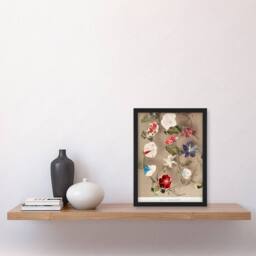 Artery8 Ogawa Kazumasa Framed Wall Art Print Group Of Morning Glories - Size: A4 - thumbnail 2
