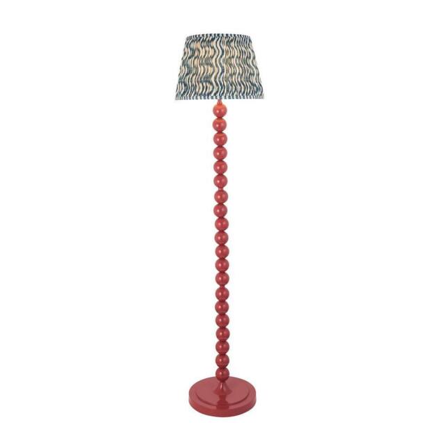 Netlighting Higgledy Gloss Pink Floor Lamp Blue Fabric Ripple Shade 35cm E27 - image 1