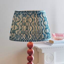 Netlighting Higgledy Gloss Pink Floor Lamp Blue Fabric Ripple Shade 35cm E27 - thumbnail 3
