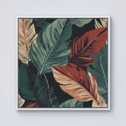 "Warren Reed - Designer Autumn Colour Leaves Framed Canvas in Off-White - Size: W30"" x H30""" - thumbnail 1