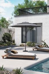 Garden Sanctuary 3-Tier Outdoor Garden Umbrella with Crank & Floral-Pattern Stand in Light Grey - thumbnail 1