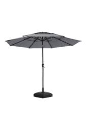 Garden Sanctuary 3-Tier Outdoor Garden Umbrella with Crank & Floral-Pattern Stand in Light Grey - thumbnail 3